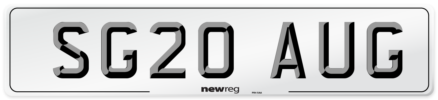 SG20 AUG Number Plate from New Reg
